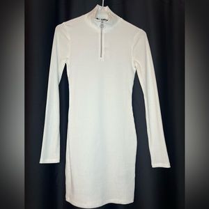 White Long Sleeved Knit Dress